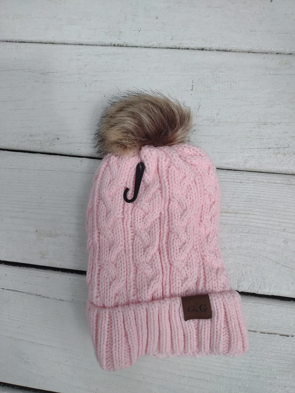 Knit Womens Pom Puff Hat